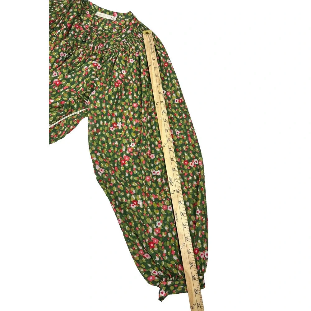 Happy X Nature Kate Hudson Women's Green Floral Peasant Top M New With Tags $78 - Picture 8 of 11